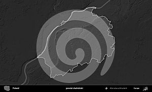 powiat chelminski highlighted, Poland. Grayscale photo